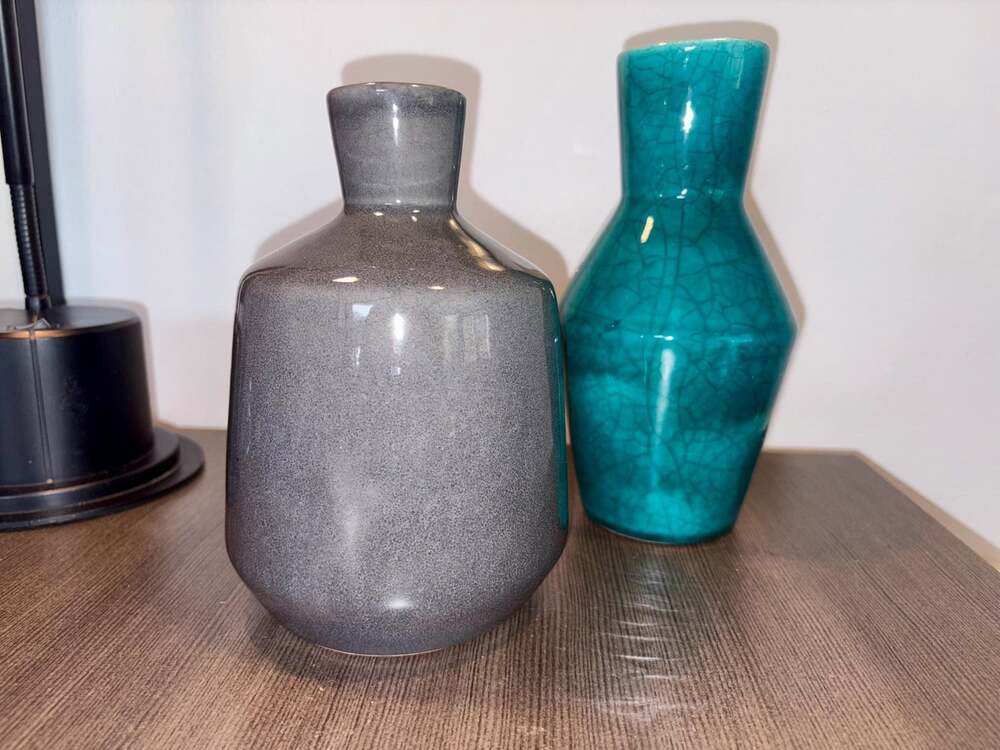 Crate and Barrel "Percy" and "Lara" Vases | Choose One or Both | Modern Teal and